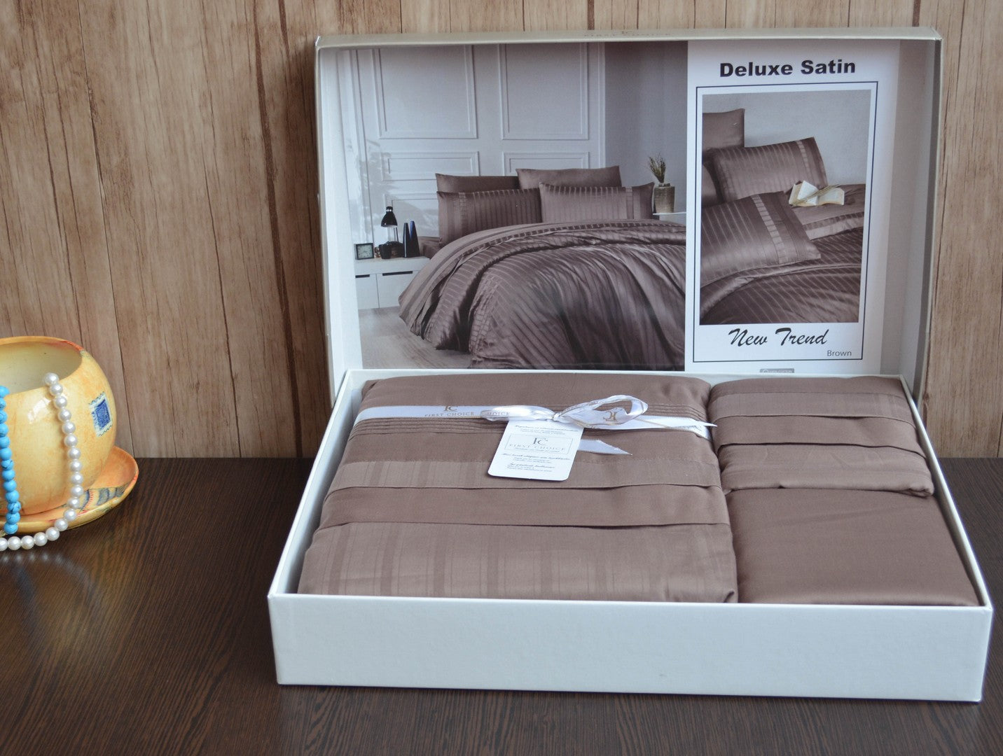 Постільна білизна Страйп сатин Deluxe Satin New Trend Brown