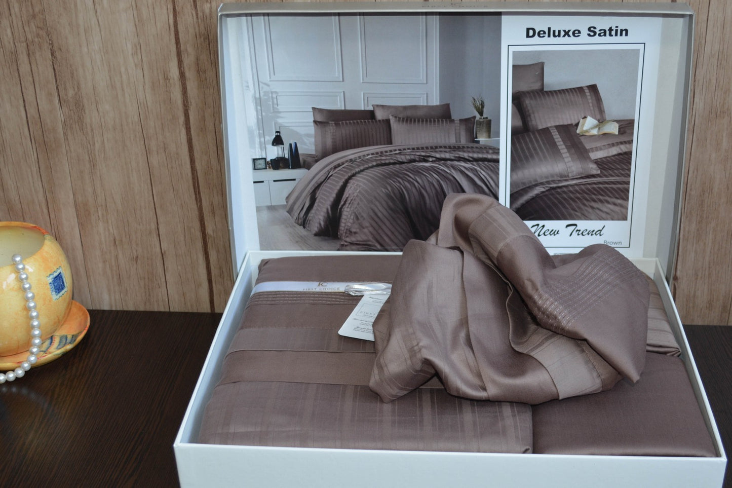 Постільна білизна Страйп сатин Deluxe Satin New Trend Brown