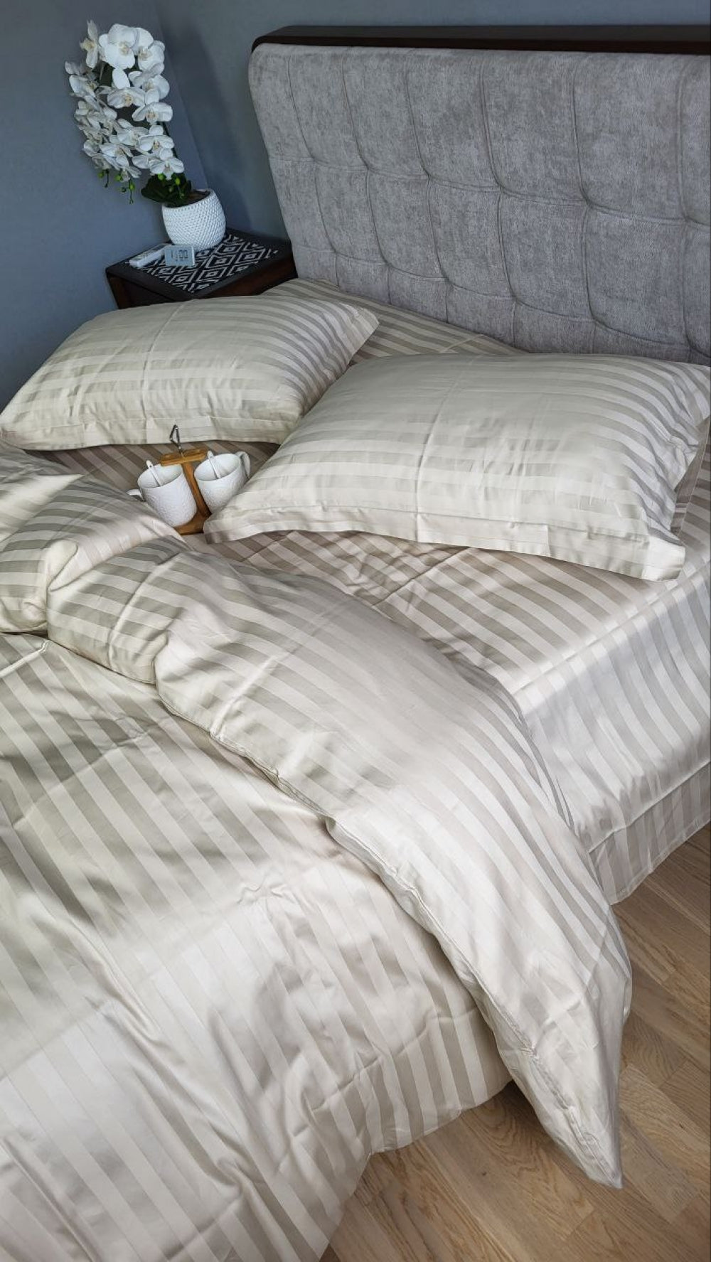 Постельное белье Страйп сатин Stripe Premium, Beige 2/2см
