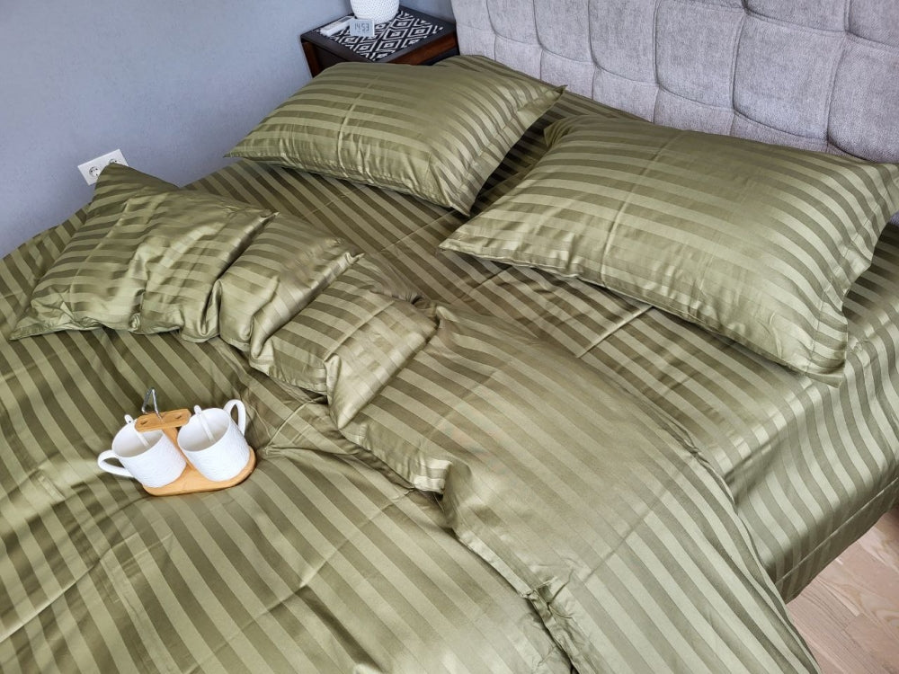 Постільна білизна Страйп сатин Stripe Premium, Khaki 2/2см