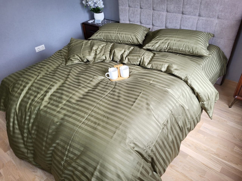 Постільна білизна Страйп сатин Stripe Premium, Khaki 2/2см