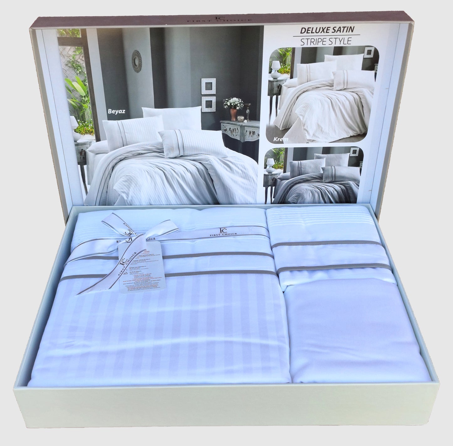Постільна білизна Страйп сатин Deluxe Satin Stripe Style White