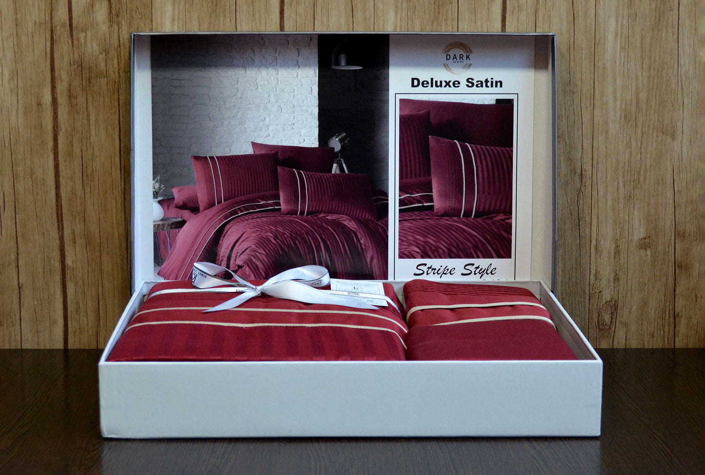 Постільна білизна Страйп сатин Deluxe Satin Stripe Style Dark Red
