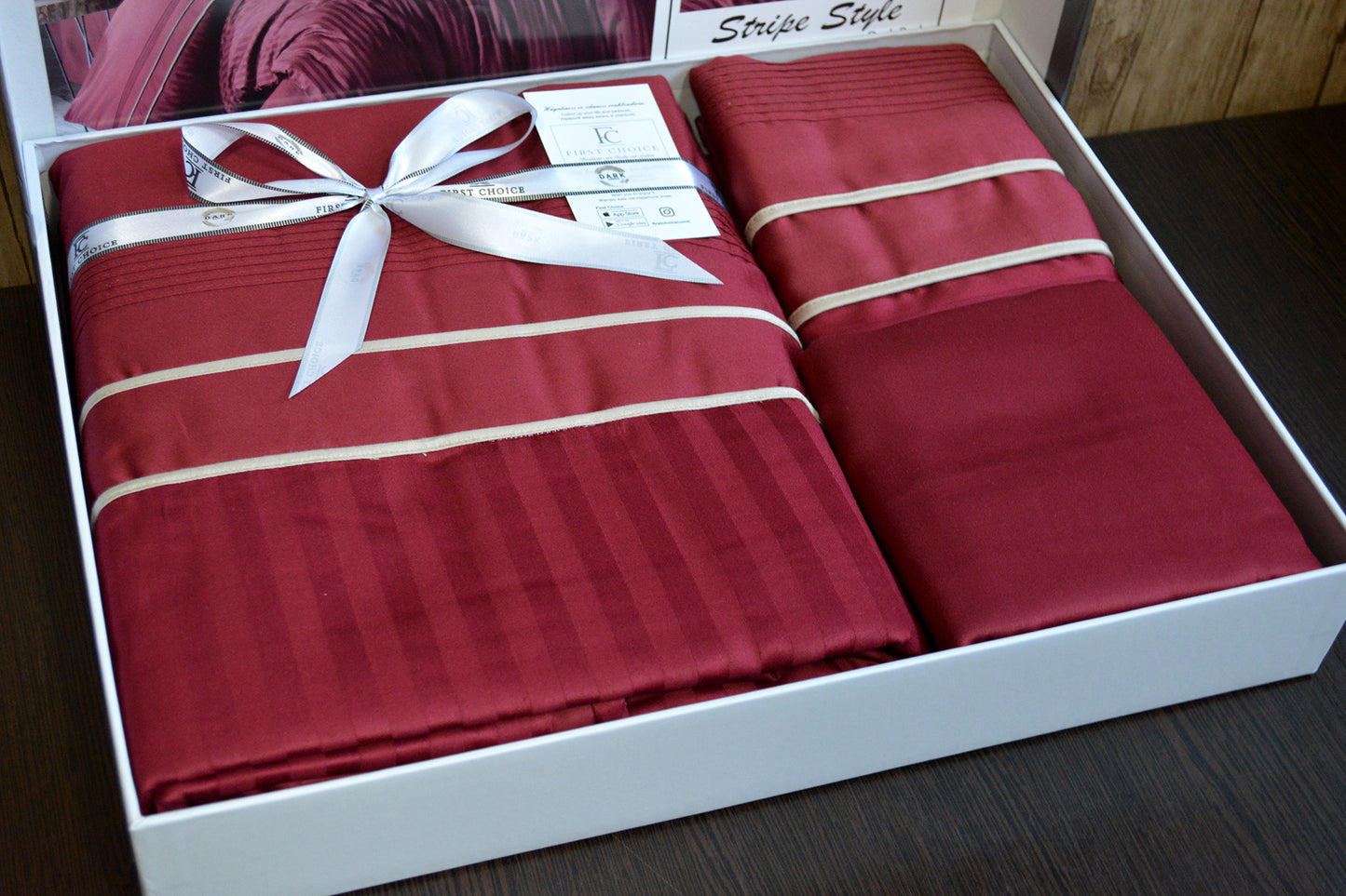Постільна білизна Страйп сатин Deluxe Satin Stripe Style Dark Red