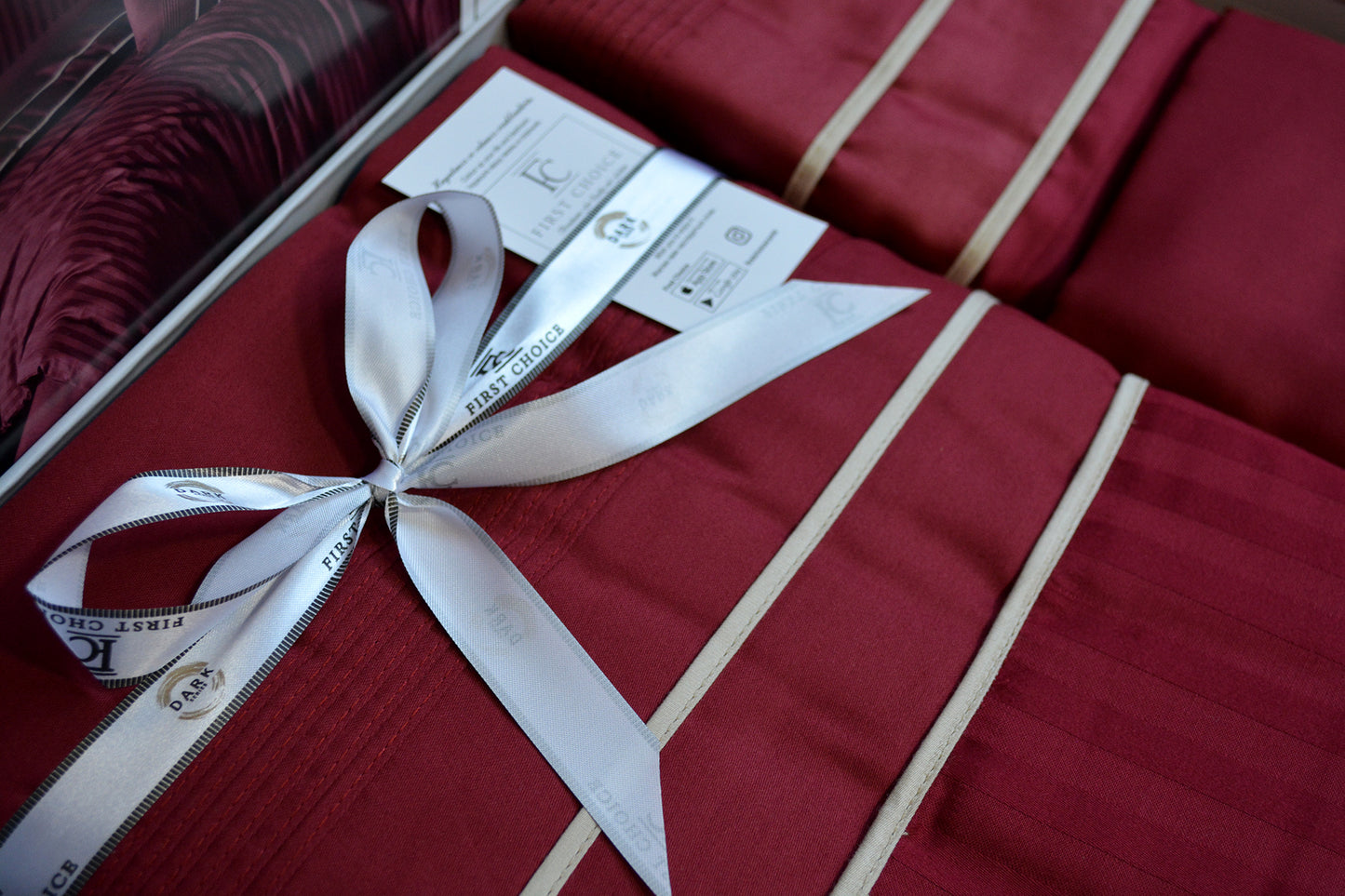 Постільна білизна Страйп сатин Deluxe Satin Stripe Style Dark Red
