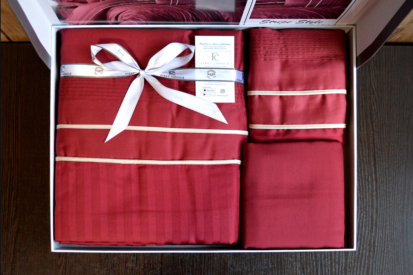Постільна білизна Страйп сатин Deluxe Satin Stripe Style Dark Red