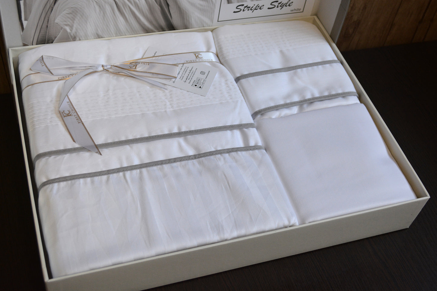Постільна білизна Страйп сатин Deluxe Satin Stripe Style White