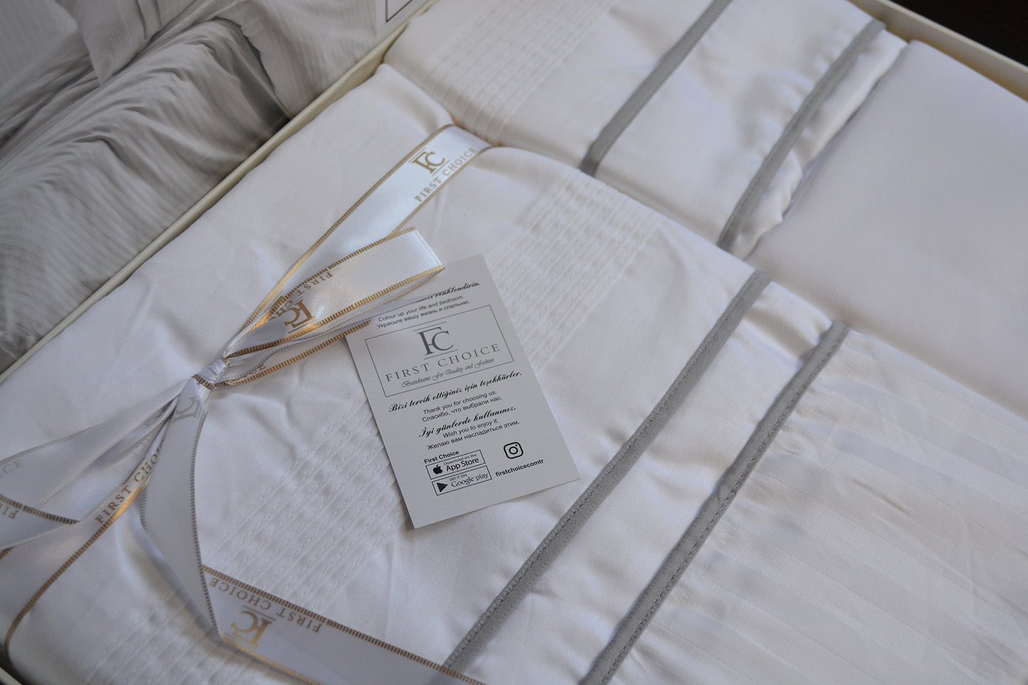 Постільна білизна Страйп сатин Deluxe Satin Stripe Style White