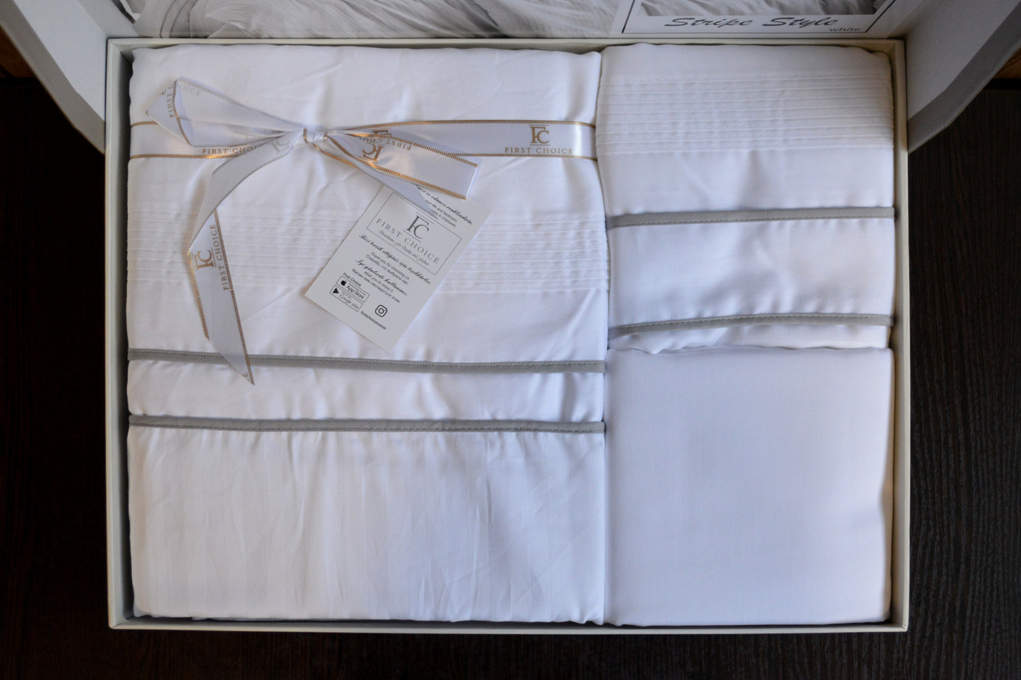 Постільна білизна Страйп сатин Deluxe Satin Stripe Style White