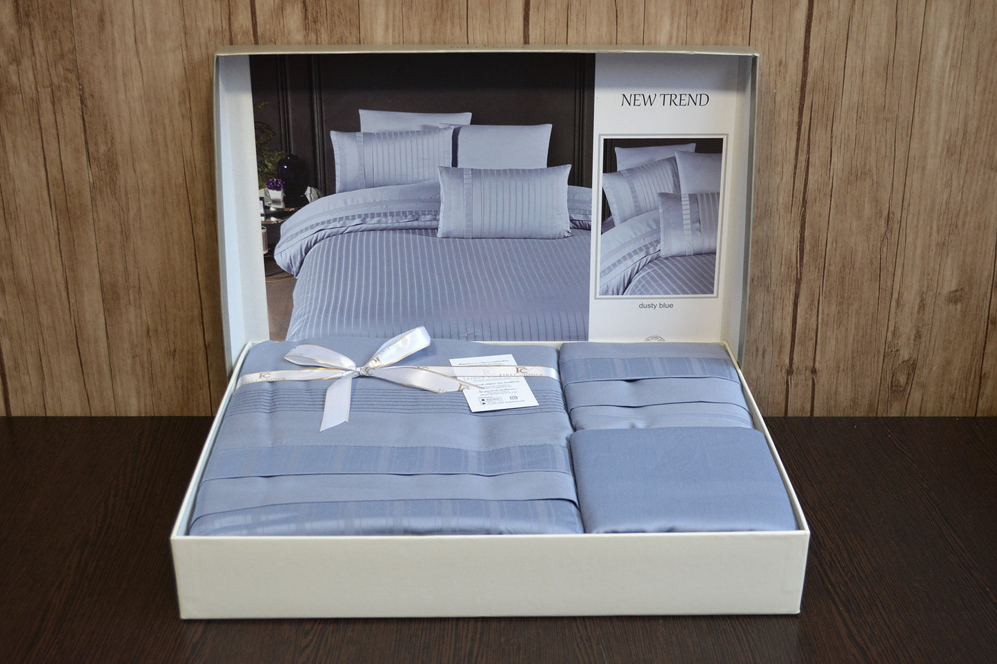 Постільна білизна Страйп сатин Deluxe Satin New Trend Dusty Blue