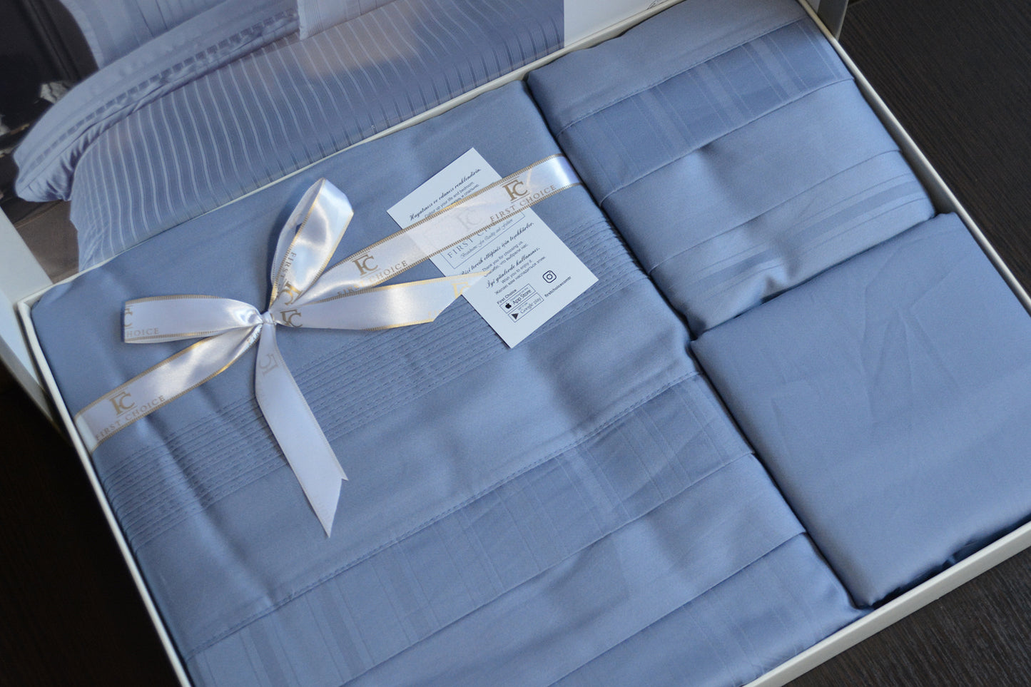 Постільна білизна Страйп сатин Deluxe Satin New Trend Dusty Blue