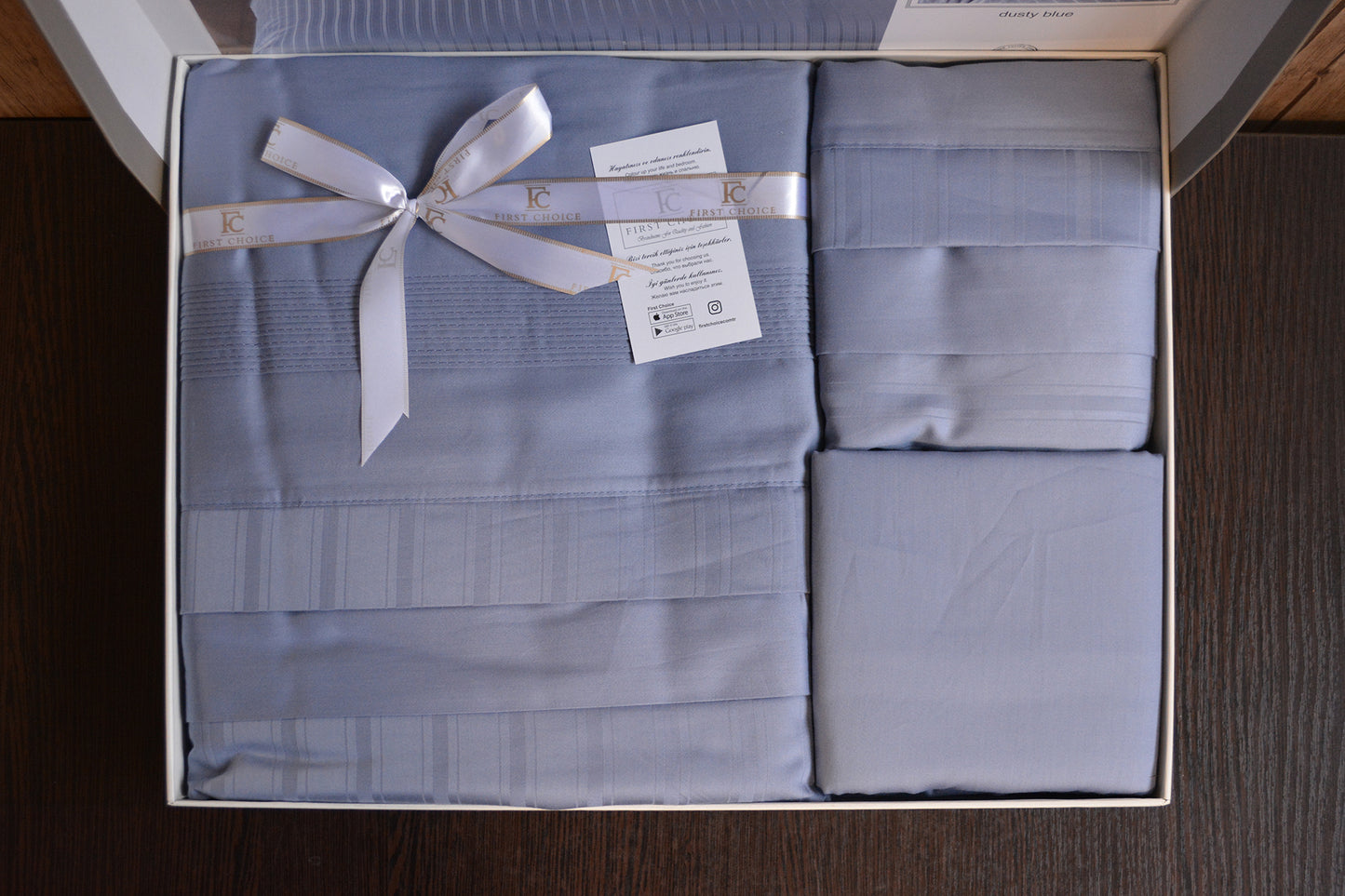 Постільна білизна Страйп сатин Deluxe Satin New Trend Dusty Blue
