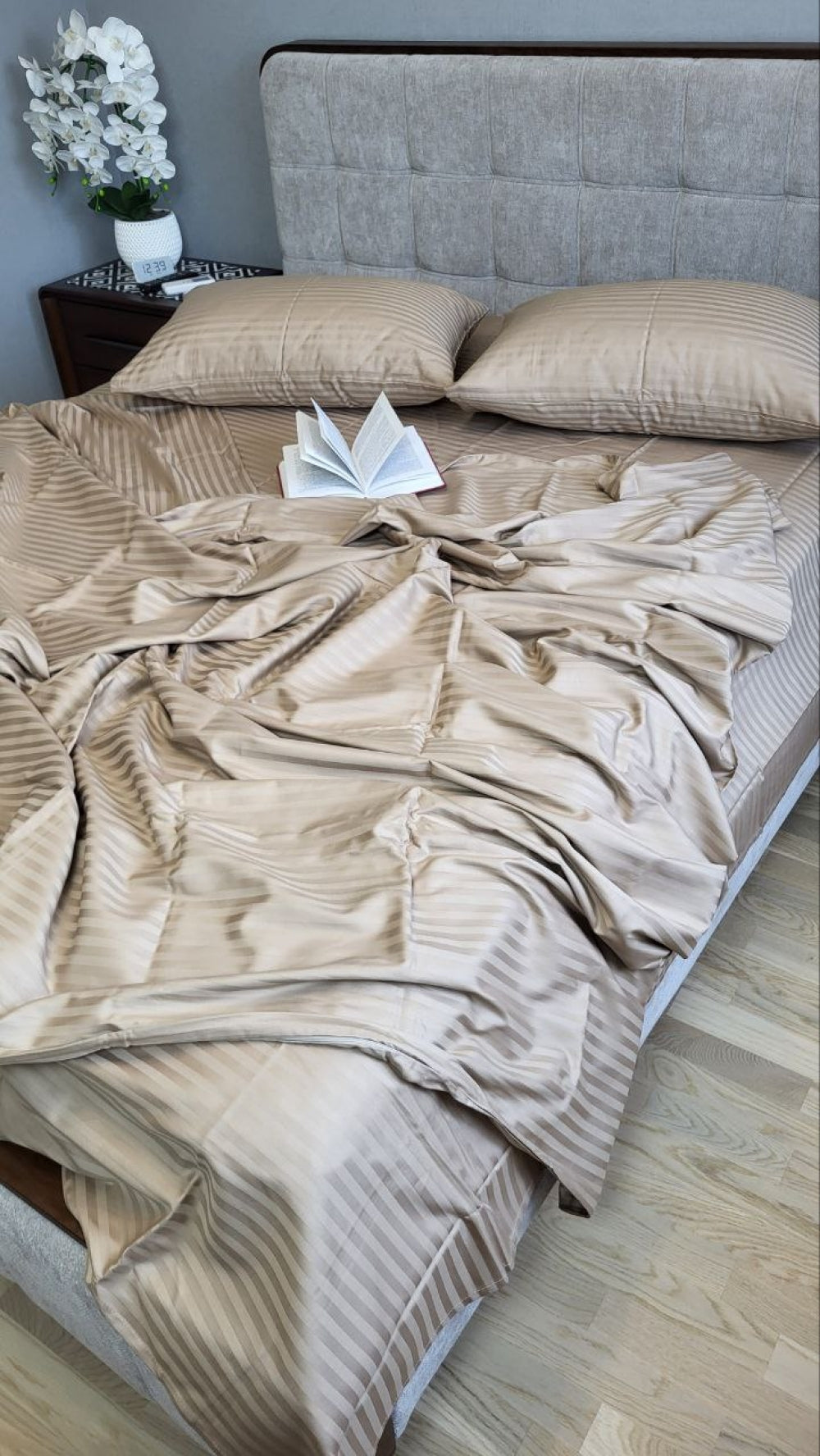 Постільна білизна Страйп сатин Stripe Lux Beige Tone 1/1см