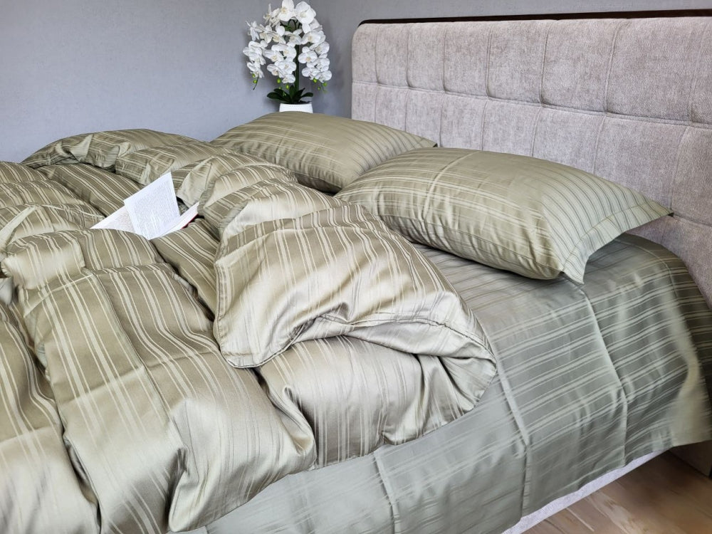 Постільна білизна Страйп сатин Multi Stripe Ripe Olive