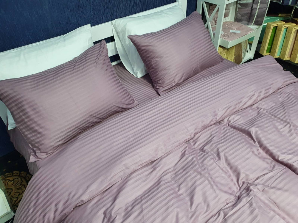 Постільна білизна Страйп сатин Stripe Lux Light Plum 1/1см