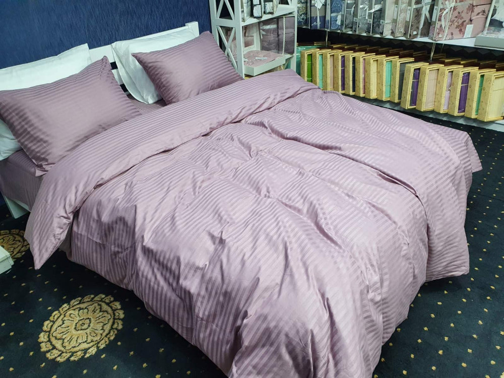 Постільна білизна Страйп сатин Stripe Lux Light Plum 1/1см