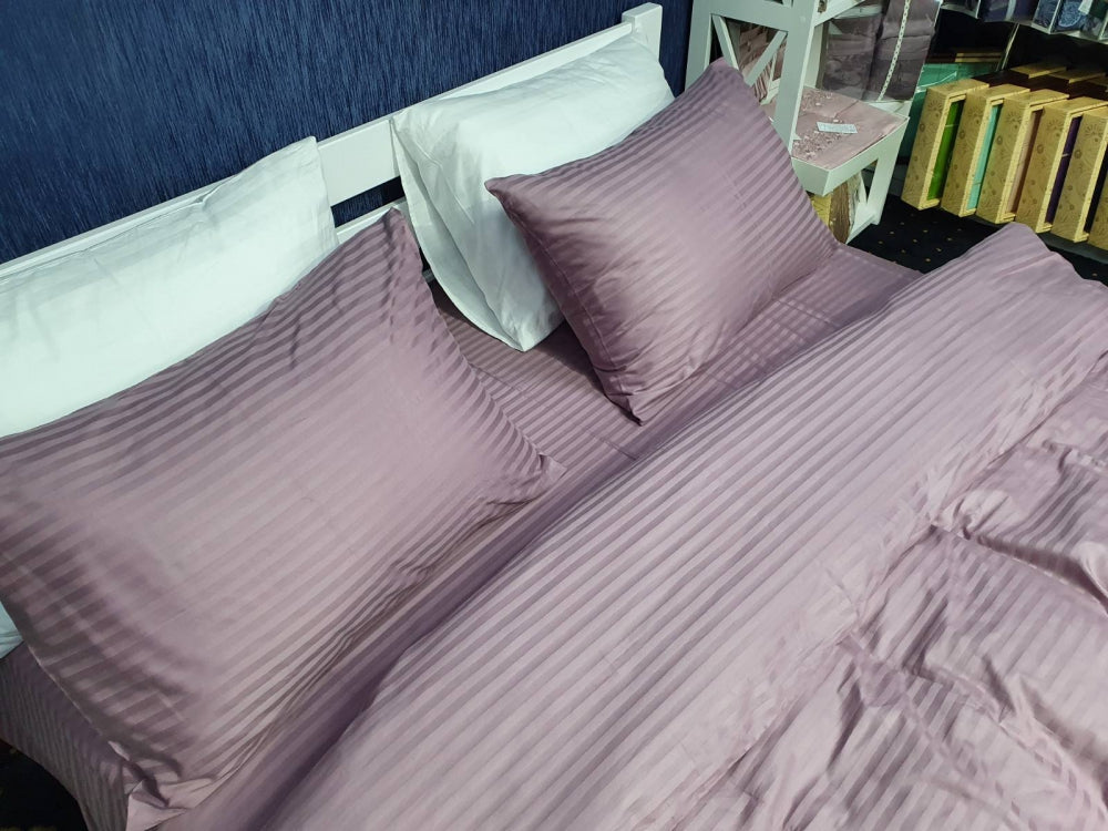 Постільна білизна Страйп сатин Stripe Lux Light Plum 1/1см