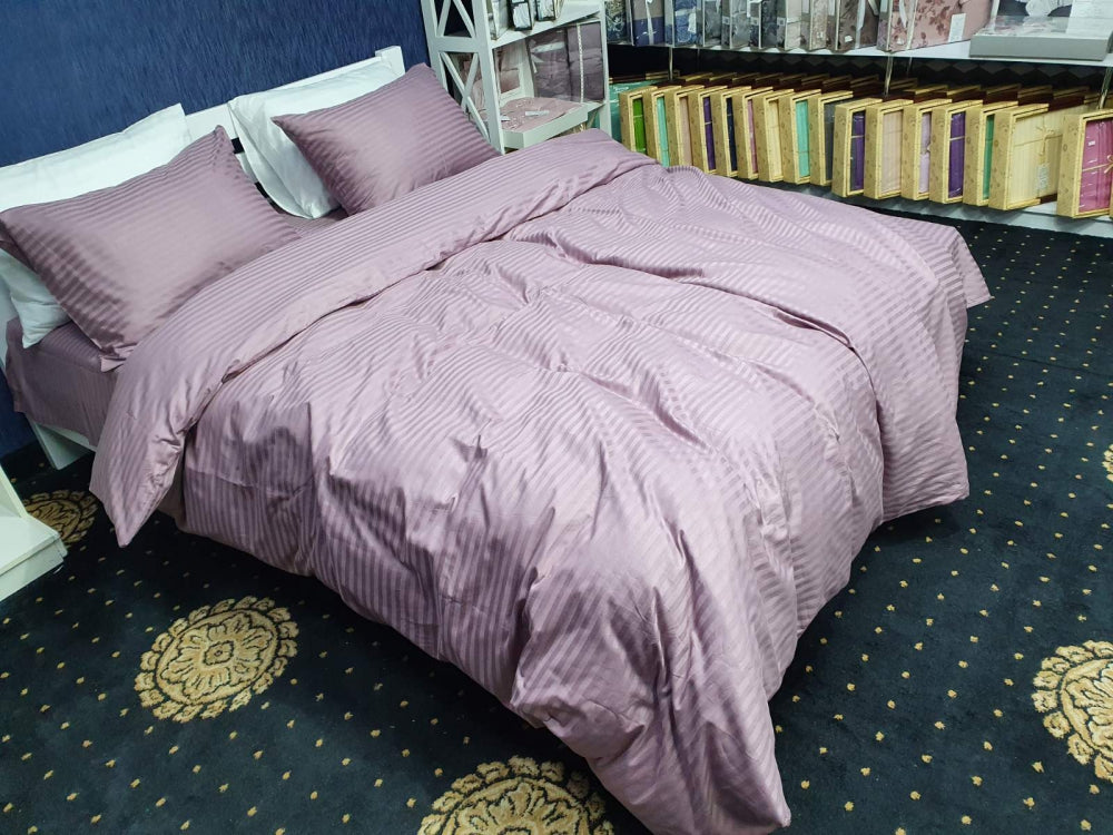Постільна білизна Страйп сатин Stripe Lux Light Plum 1/1см