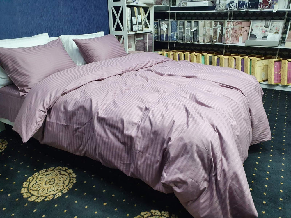 Постільна білизна Страйп сатин Stripe Lux Light Plum 1/1см