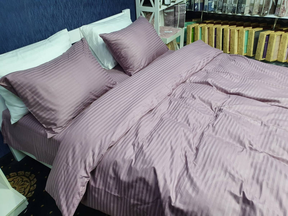 Постільна білизна Страйп сатин Stripe Lux Light Plum 1/1см
