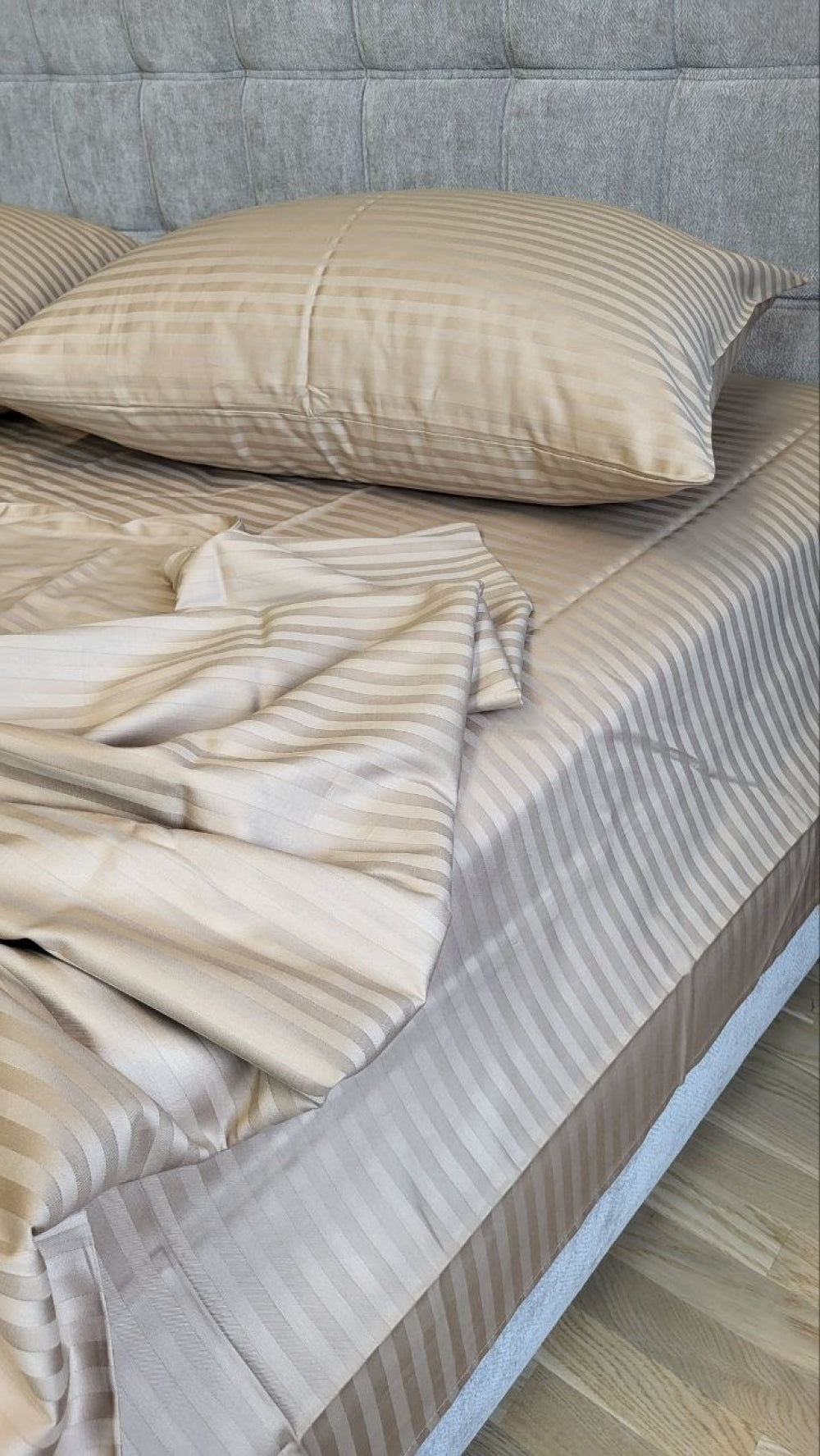 Постільна білизна Страйп сатин Stripe Lux Beige Tone 1/1см