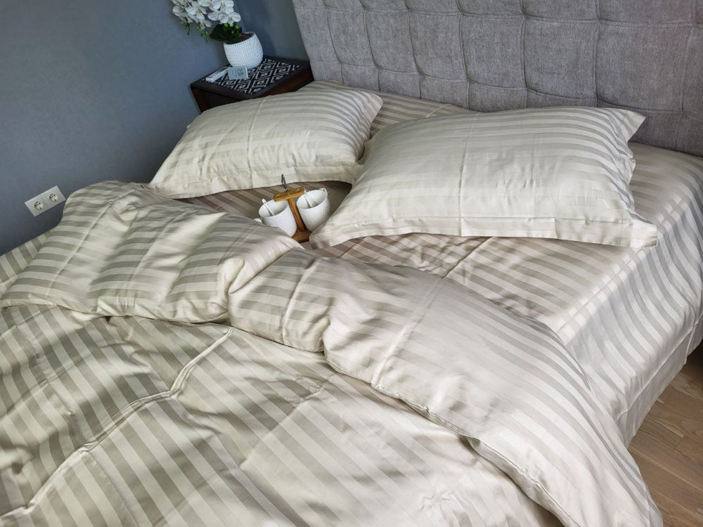 Постельное белье Страйп сатин Stripe Premium, Beige 2/2см