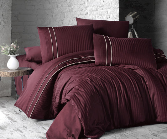 Постільна білизна Страйп сатин Deluxe Satin Stripe Style Dark Red