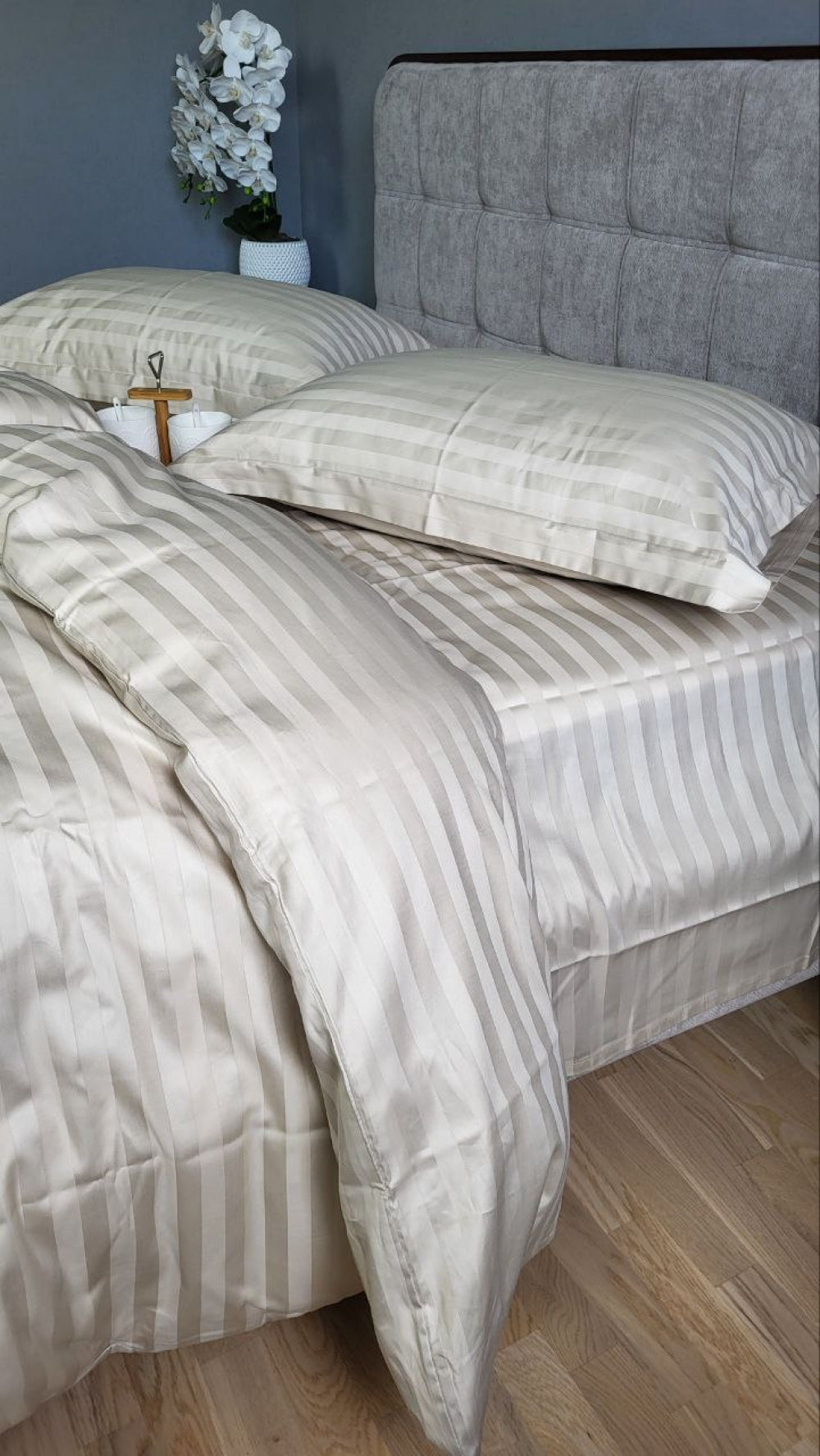 Постельное белье Страйп сатин Stripe Premium, Beige 2/2см