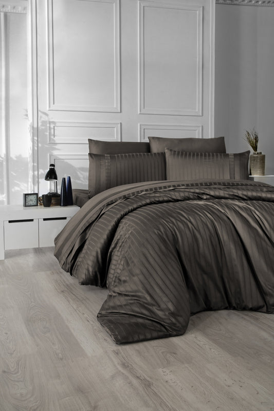 Постільна білизна Страйп сатин Deluxe Satin New Trend Brown
