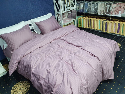 Постільна білизна Страйп сатин Stripe Lux Light Plum 1/1см