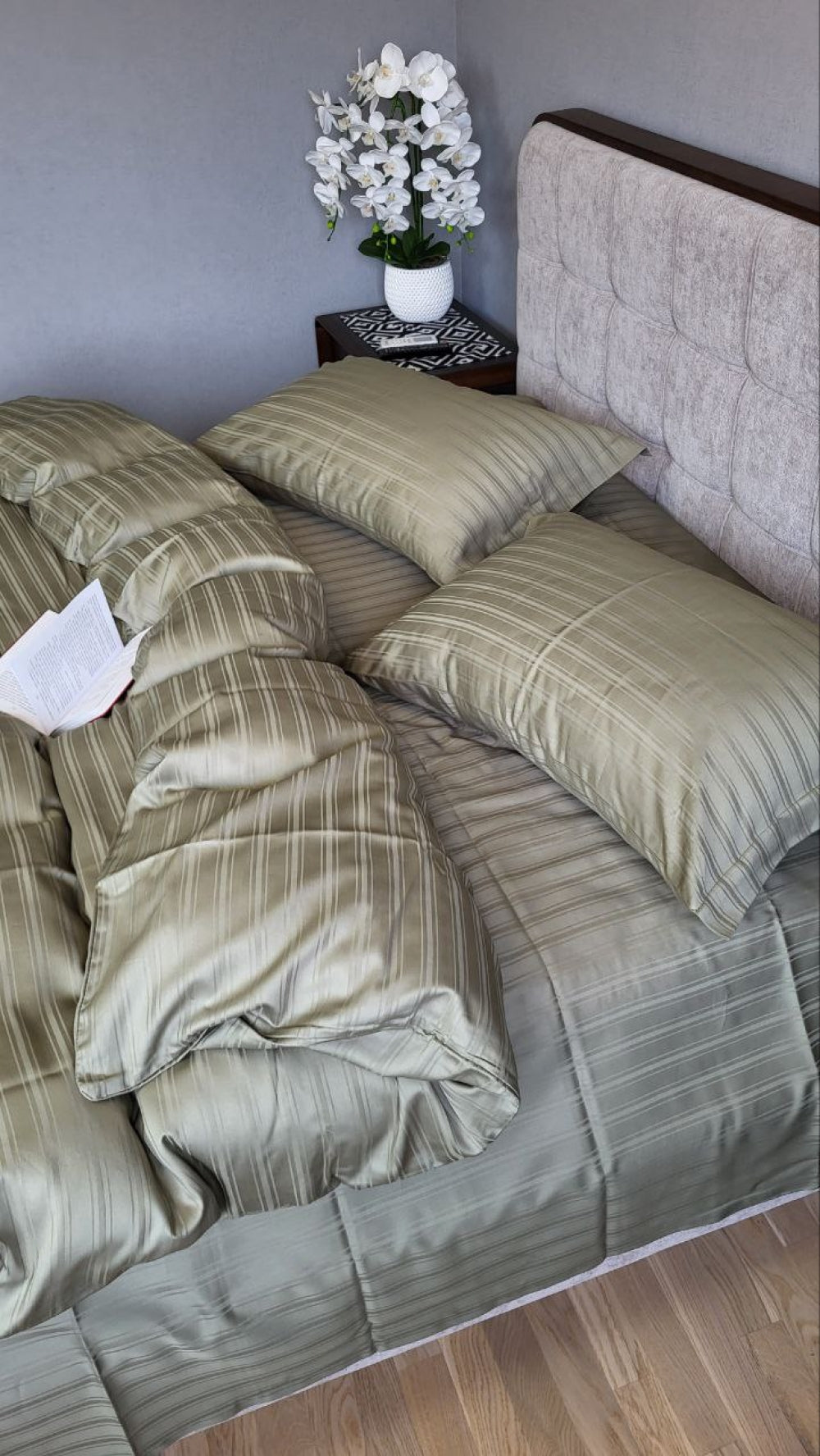 Постільна білизна Страйп сатин Multi Stripe Ripe Olive