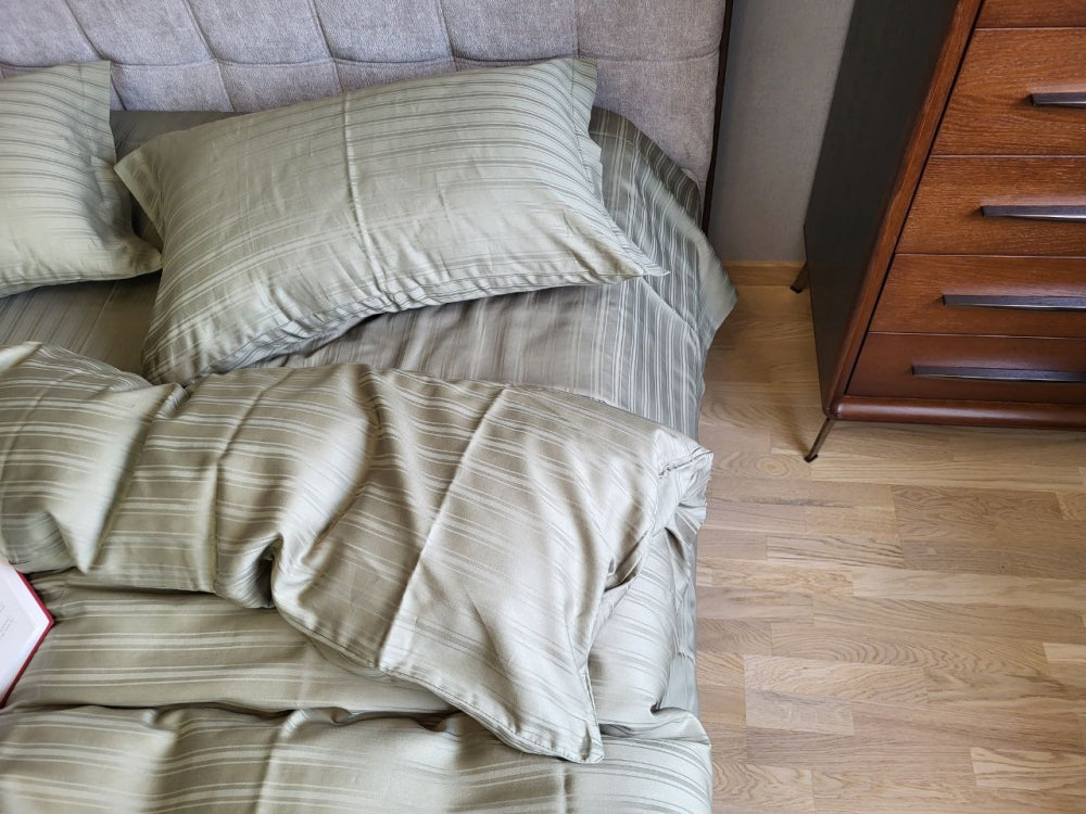 Постільна білизна Страйп сатин Multi Stripe Ripe Olive