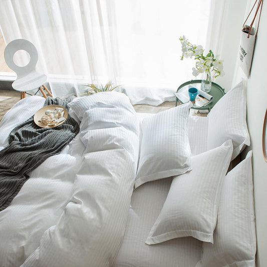 Постільна білизна Страйп сатин Stripe Lux White 1/1см
